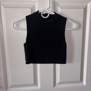 Women's Black Mock Neck Crop-top
